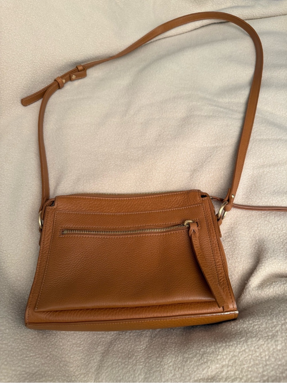 GiGi New York Whitney Crossbody Cognac Leather Crossbody with Front Zip